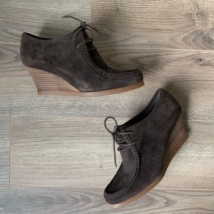 Ralph Lauren Suede Wedge Loafer Booties